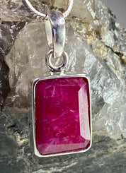 Raw Ruby and Silver Pendant (YM)