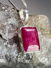 Raw Ruby and Silver Pendant (YM)