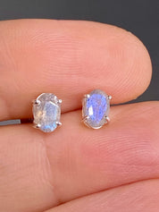 Oval Blue Fire Labradorite 925 Sterling silver studs