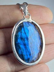 Blue Labradorite and Silver Pendant (M09)