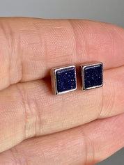 Navy Blue Goldstone and Silver Studs