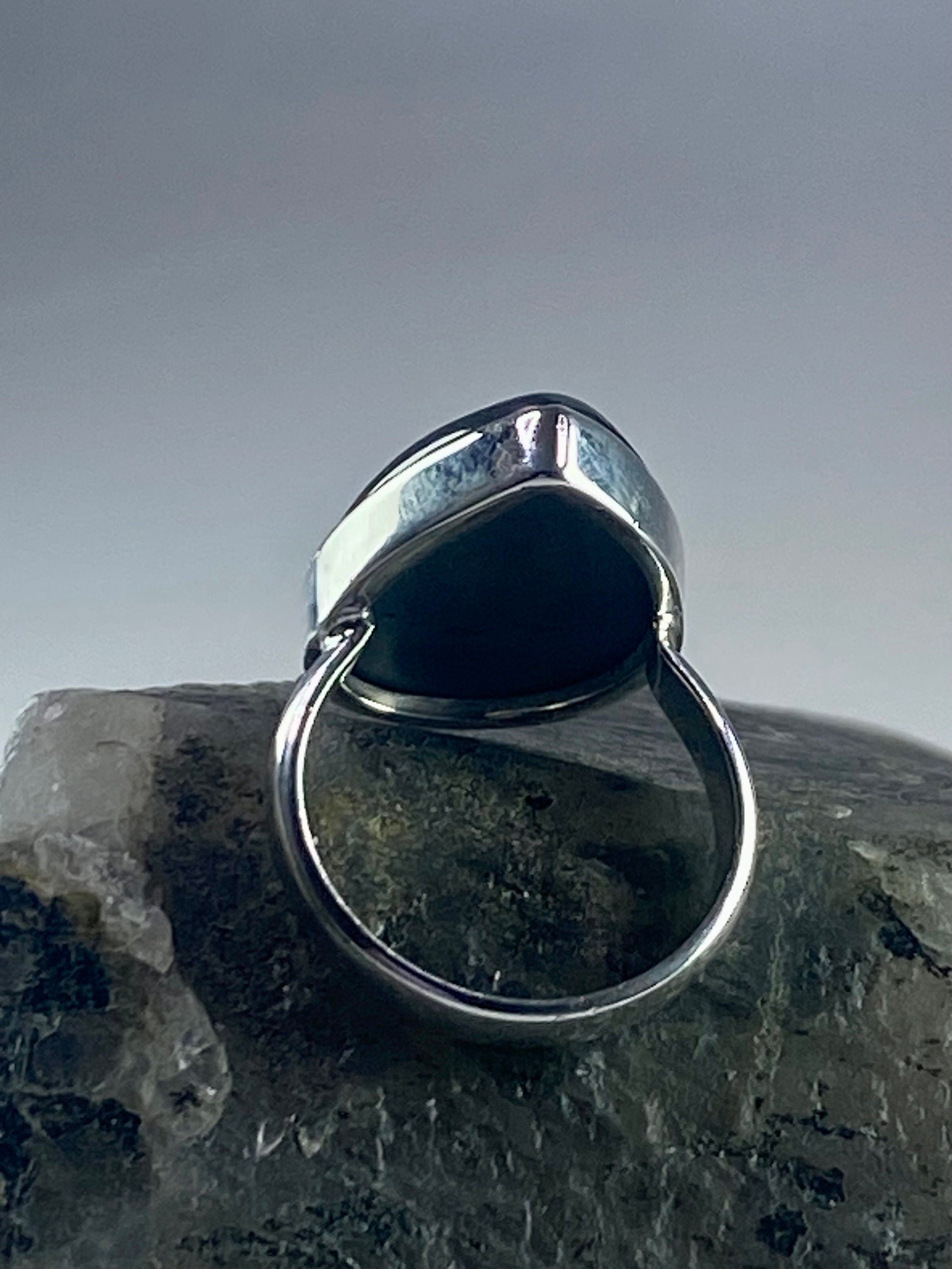 Grade A Hematite and Silver Ring