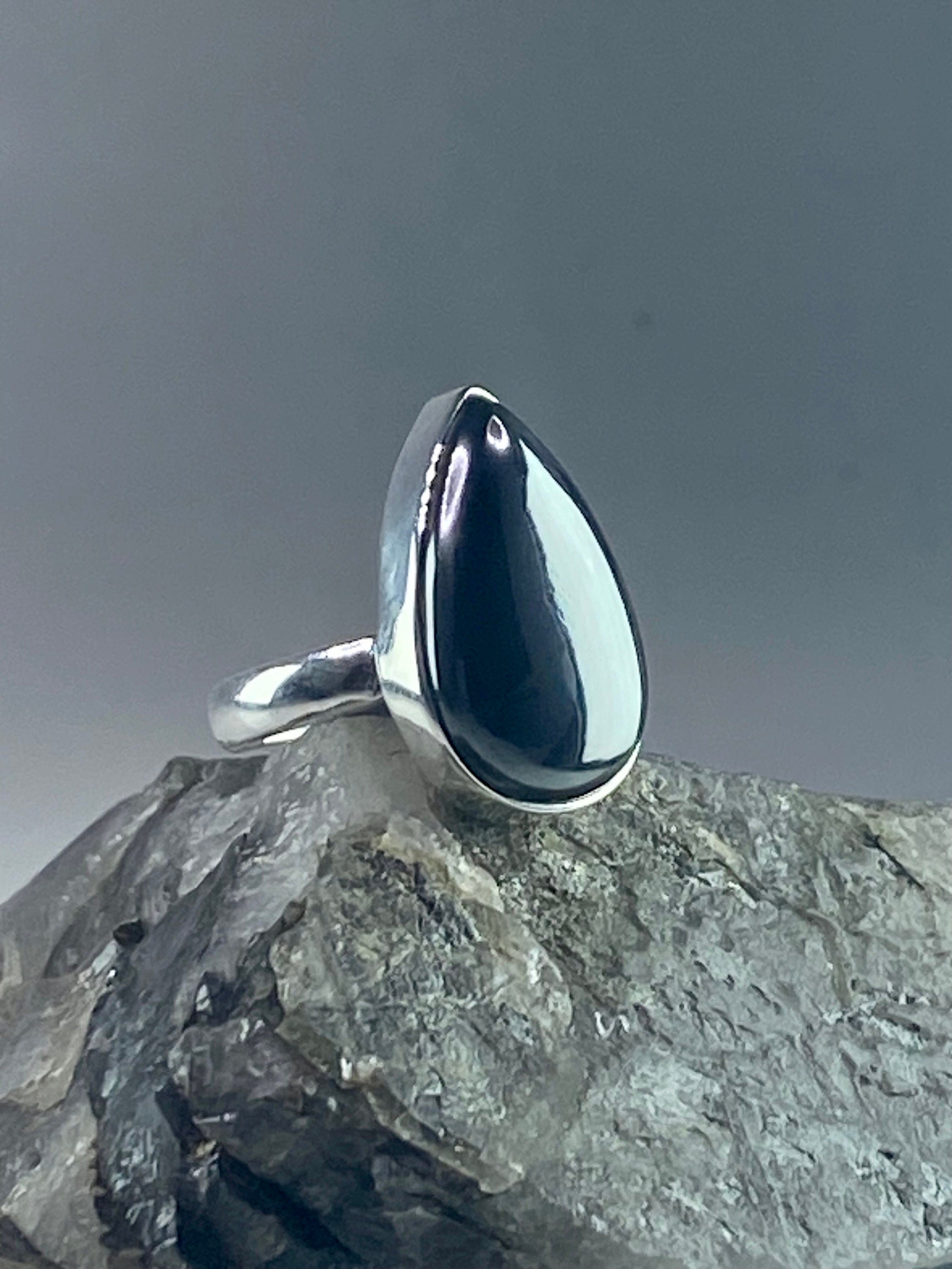 Grade A Hematite and Silver Ring