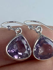 Purple Amethyst and Sterling Silver Drop Earrings (M094)