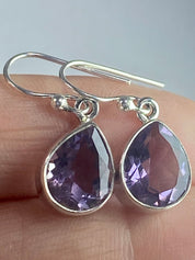 Purple Amethyst and Sterling Silver Drop Earrings (M097)