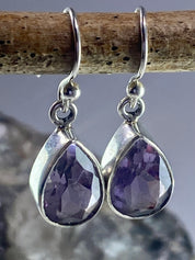 Purple Amethyst and Sterling Silver Drop Earrings (M097)