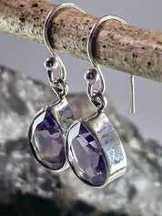 Purple Amethyst and Sterling Silver Drop Earrings (M097)