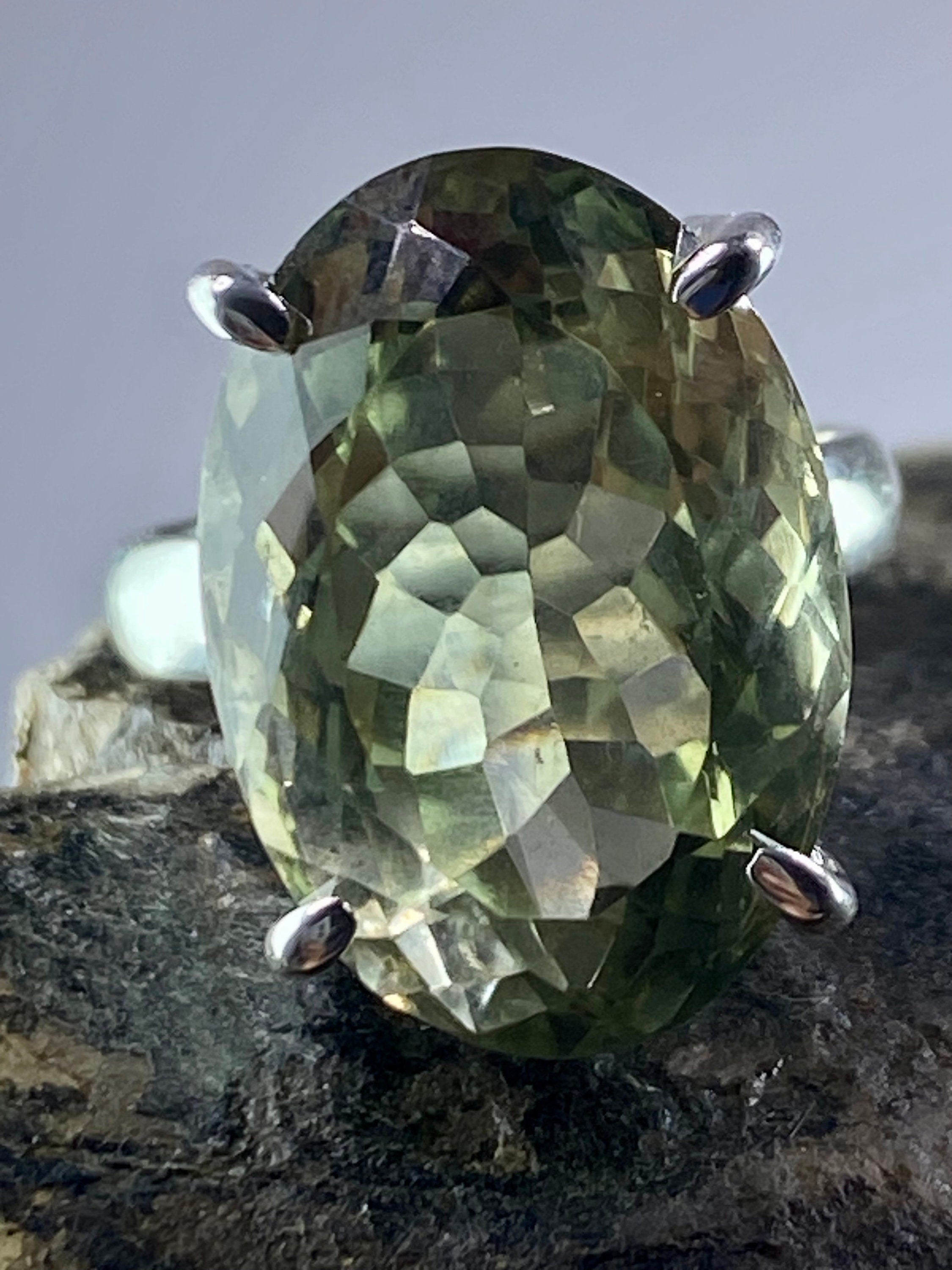 Green Amethyst (Prasiolite) and Silver Ring