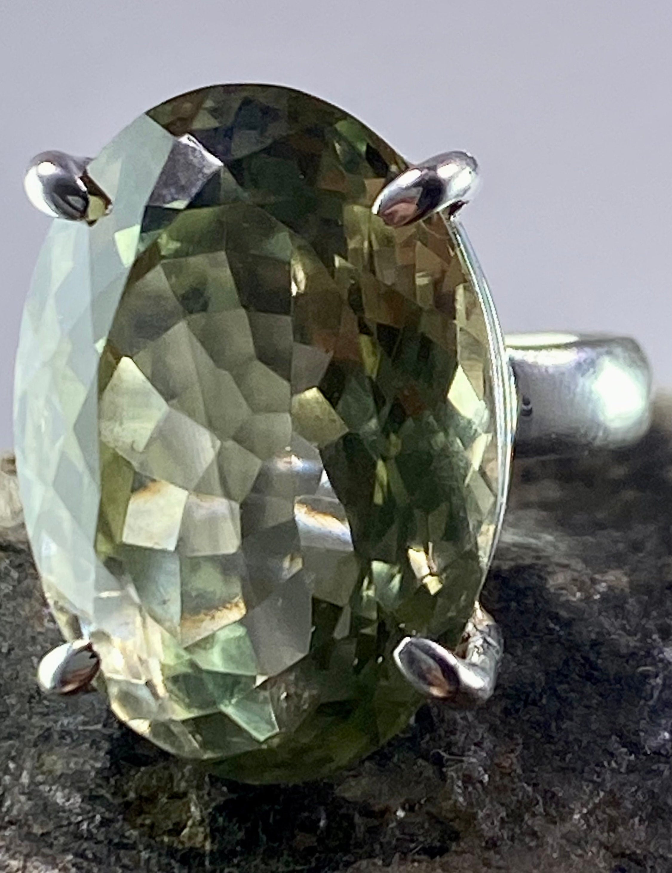 Green Amethyst (Prasiolite) and Silver Ring