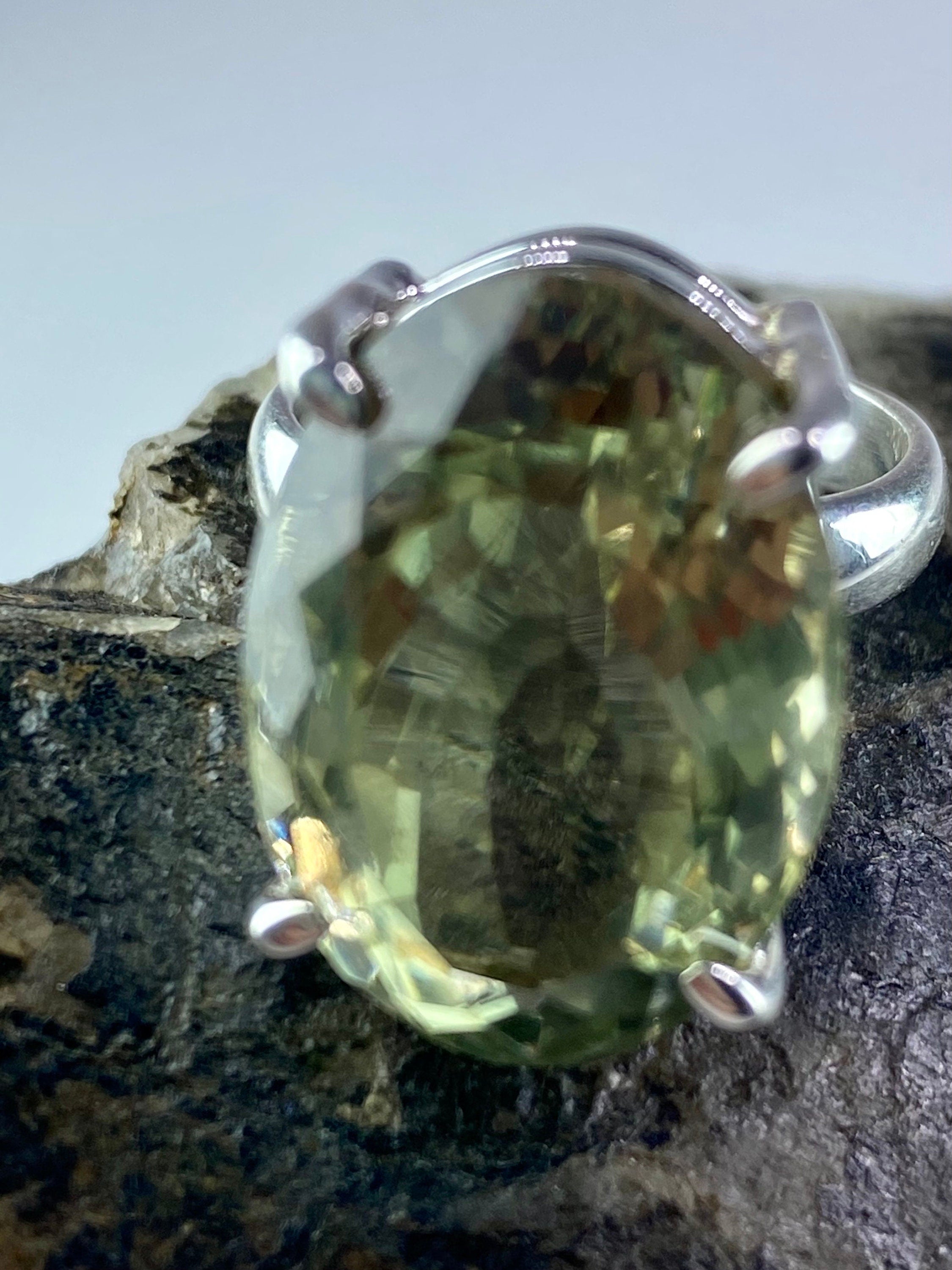 Green Amethyst (Prasiolite) and Silver Ring