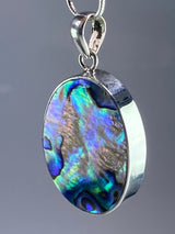 Oval Natural Abalone Sterling Silver Pendant