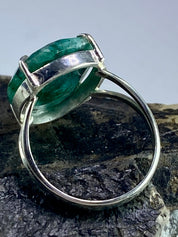 Raw Emerald and Silver Ring (AA)