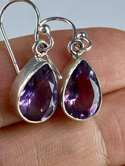 Purple Amethyst and Sterling Silver Drop Earrings (M097)