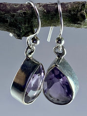 Purple Amethyst and Sterling Silver Drop Earrings (M097)