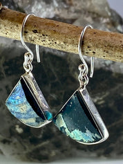 Ancient Roman Glass and Silver Earrings (UV14)