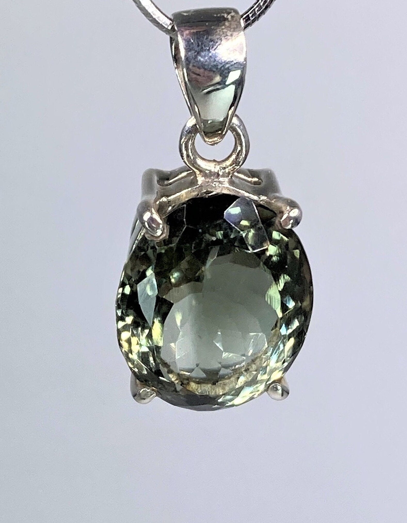 Green Amethyst (Prasiolite) and Silver Pendant (M)