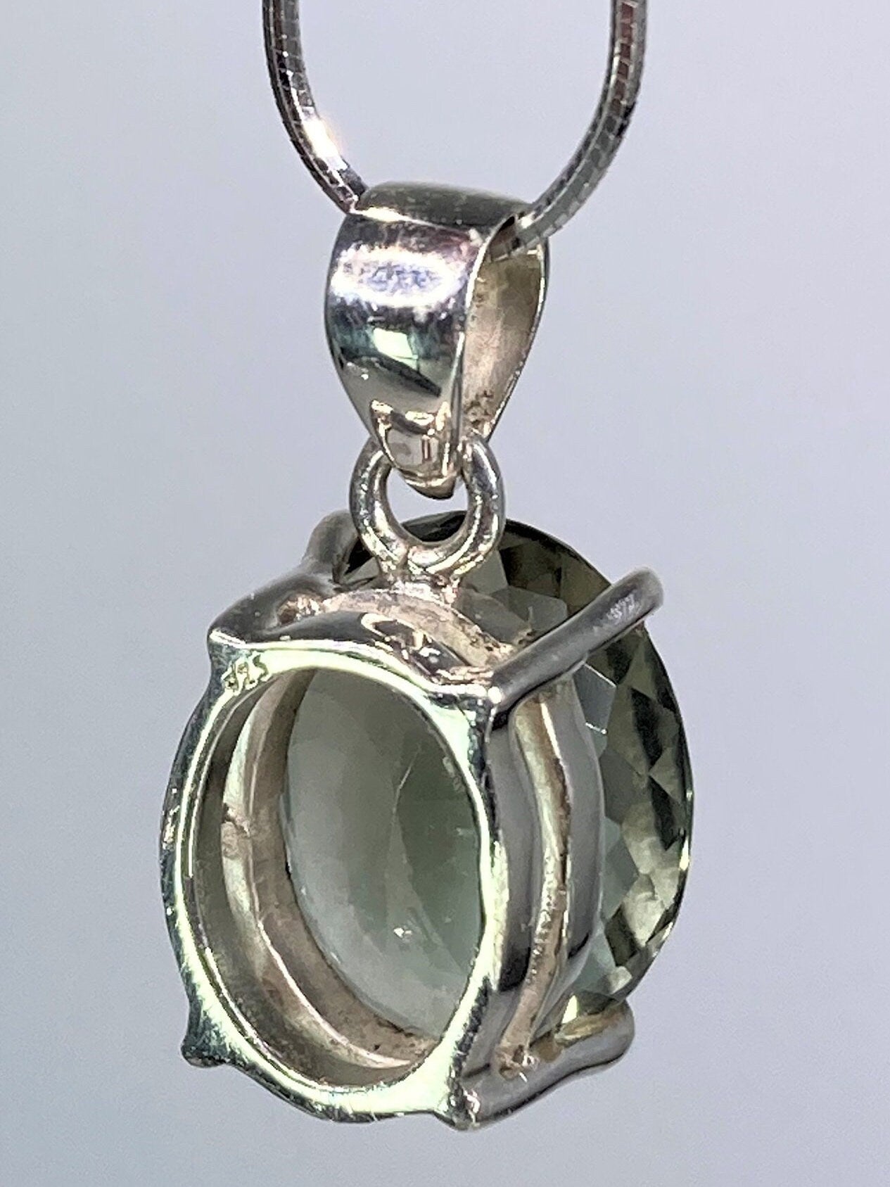 Green Amethyst (Prasiolite) and Silver Pendant (M)