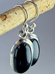 Black Onyx and Silver Earrings (M09)