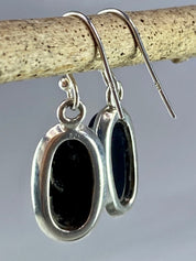 Black Onyx and Silver Earrings (M09)