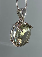 Green Amethyst (Prasiolite ) and Silver Pendant Including the Chain