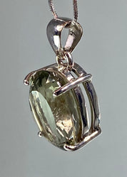 Green Amethyst (Prasiolite ) and Silver Pendant Including the Chain