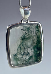 Moss Agate and Silver Pendant (UV1270)