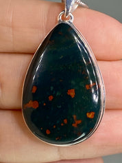 African Dragon Bloodstone and Silver Pendant (UV1477)