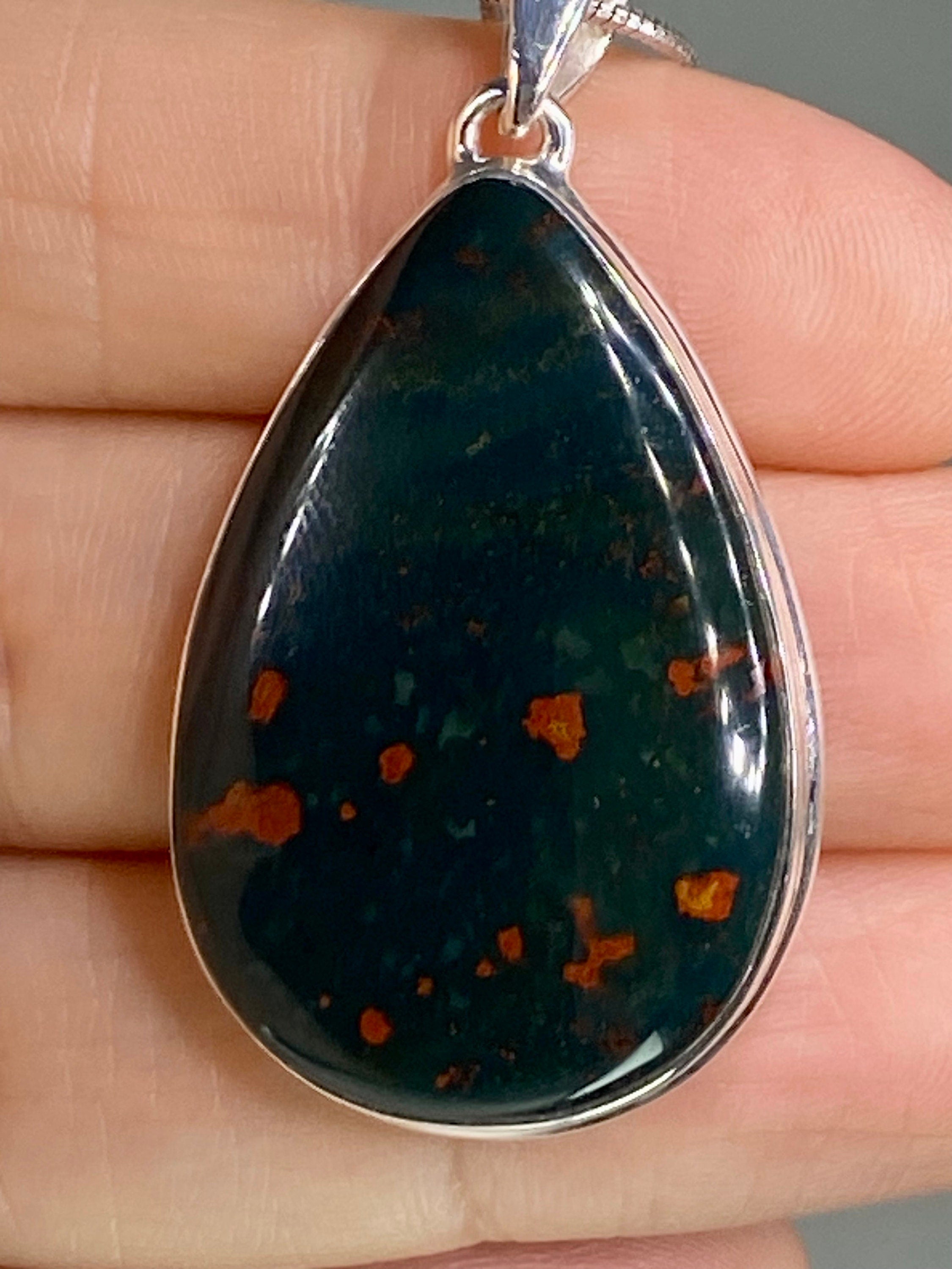 African Dragon Bloodstone and Silver Pendant (UV1477)