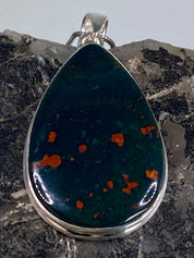 African Dragon Bloodstone and Silver Pendant (UV1477)