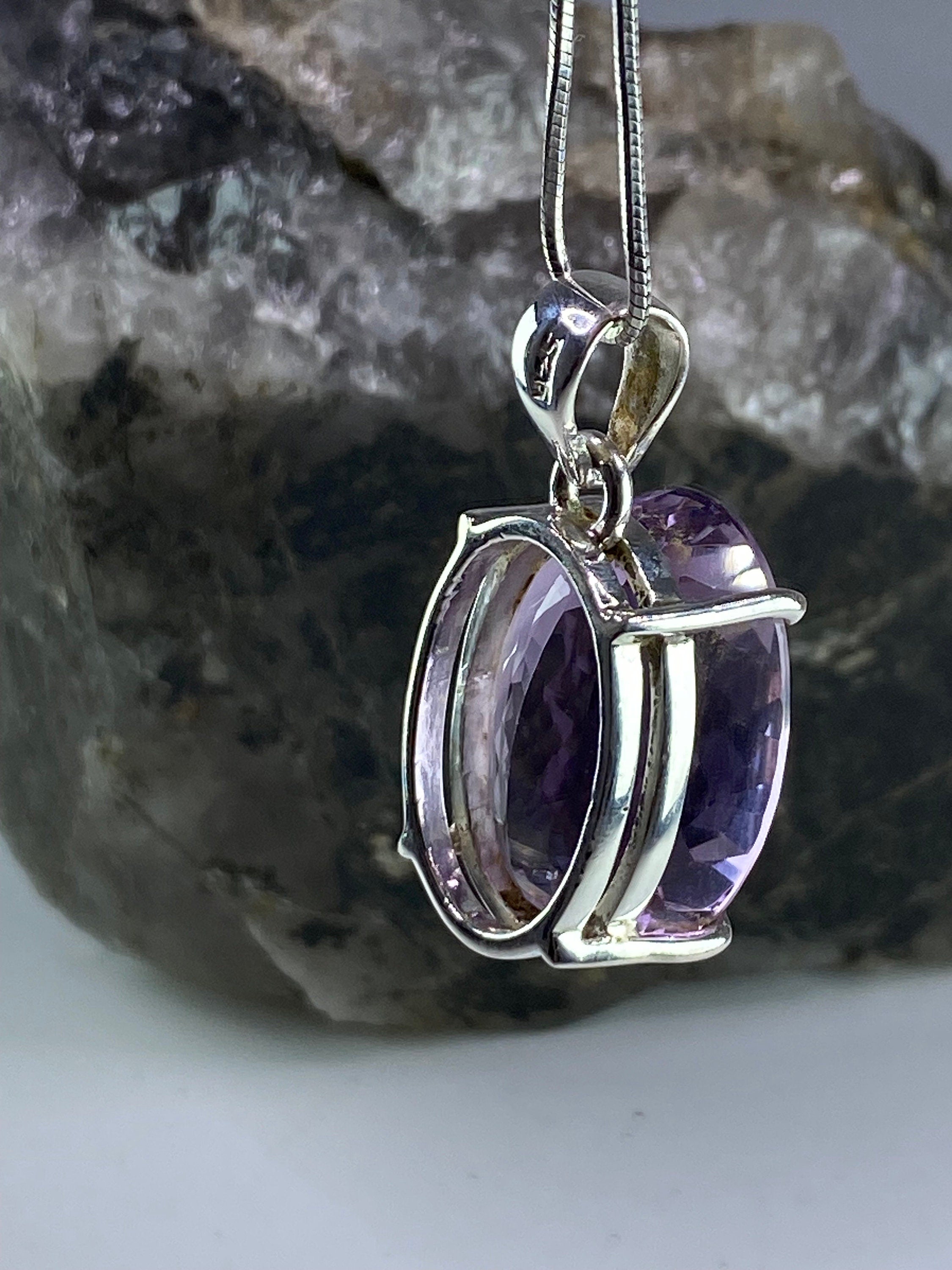 Purple Amethyst and Sterling Silver Pendant (M)