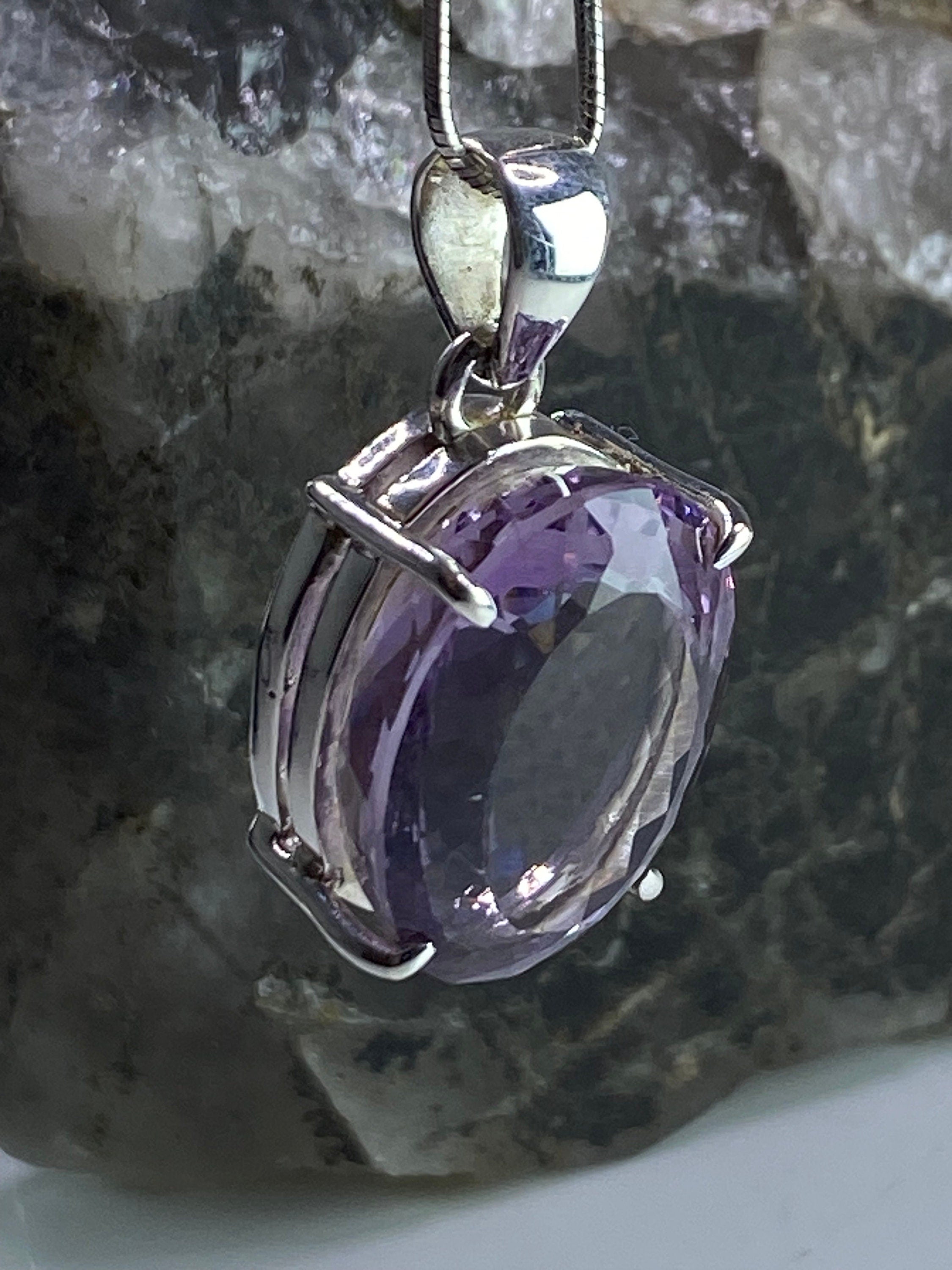 Purple Amethyst and Sterling Silver Pendant (M15)