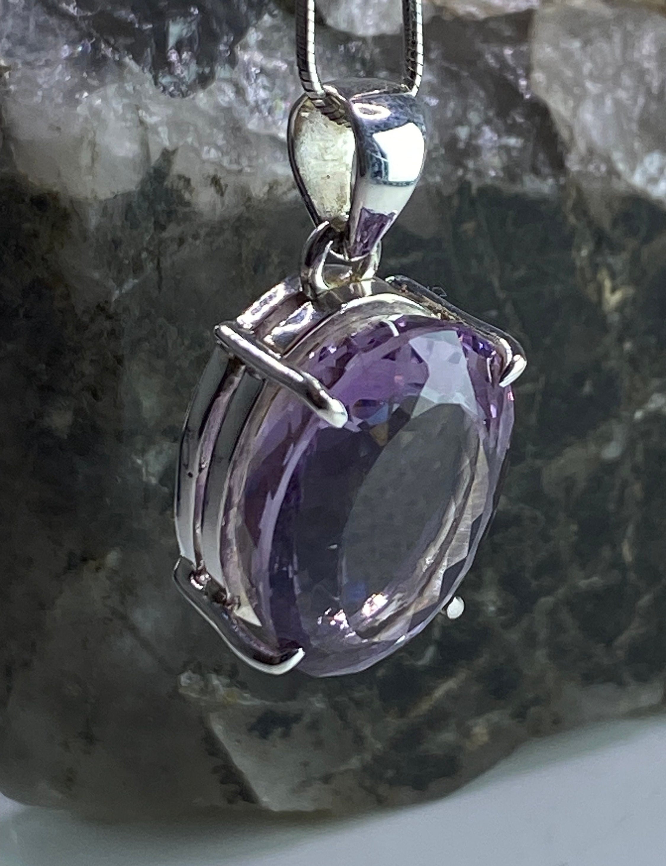 Purple Amethyst and Sterling Silver Pendant (M)