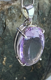 Purple Amethyst and Sterling Silver Pendant (M5)