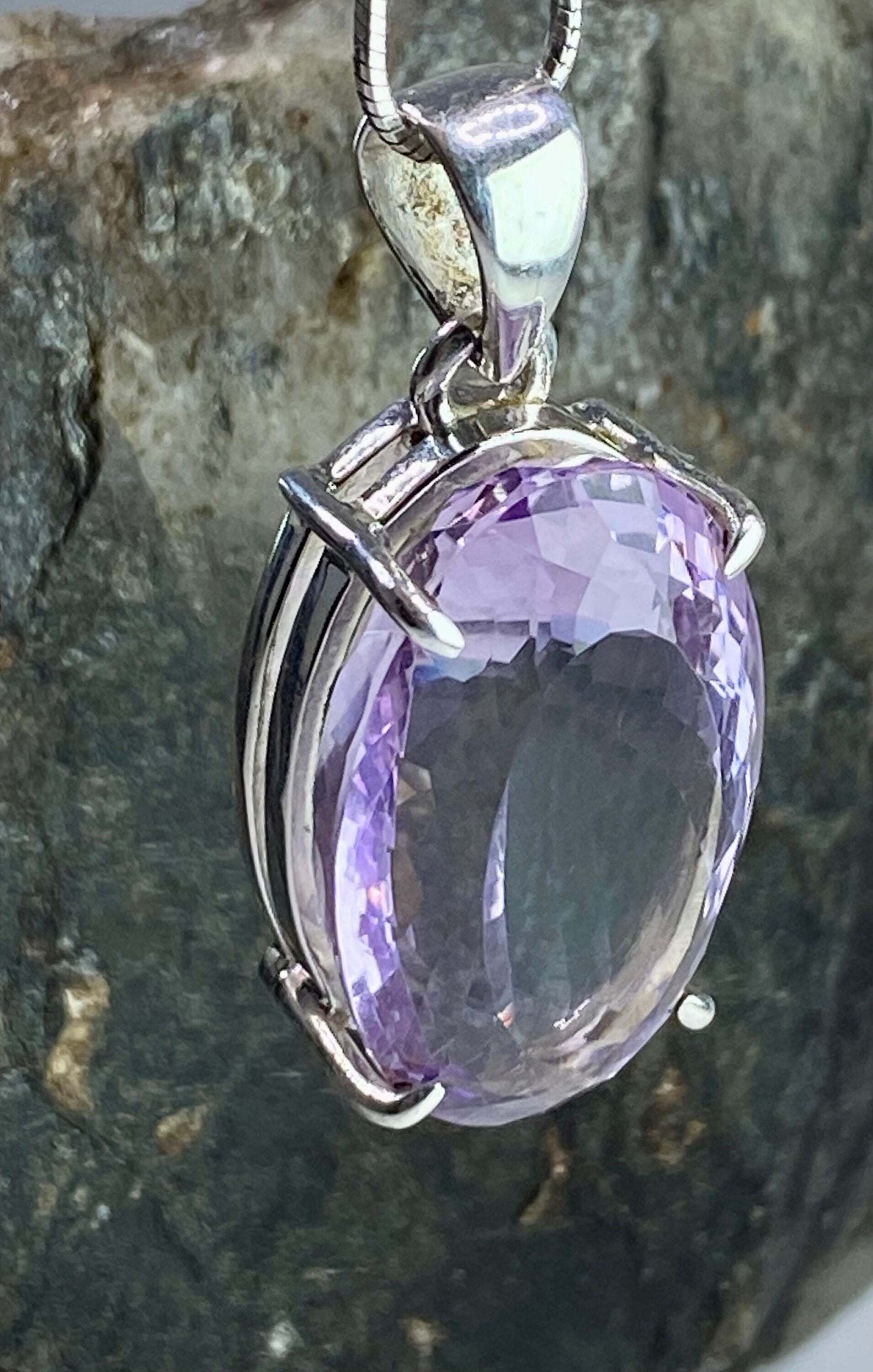 Purple Amethyst and Sterling Silver Pendant (M5)