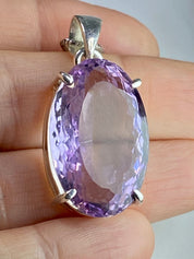 Purple Amethyst and Sterling Silver Pendant (M4)