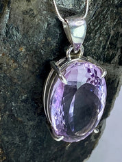 Purple Amethyst and Sterling Silver Pendant (M4)