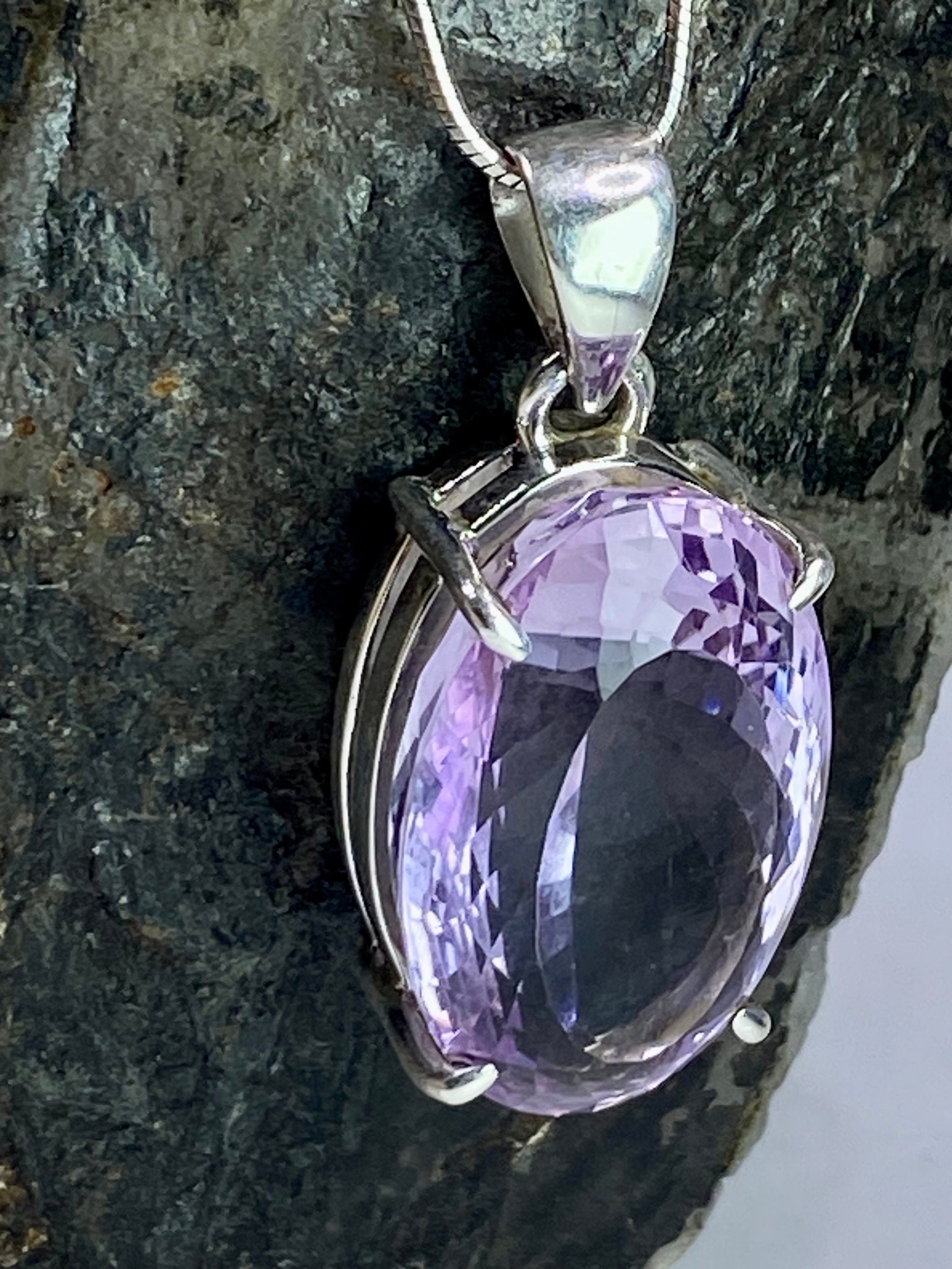Purple Amethyst and Sterling Silver Pendant (M4)