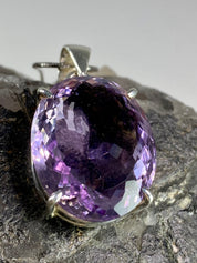 Purple Amethyst and Sterling Silver Pendant (M6)