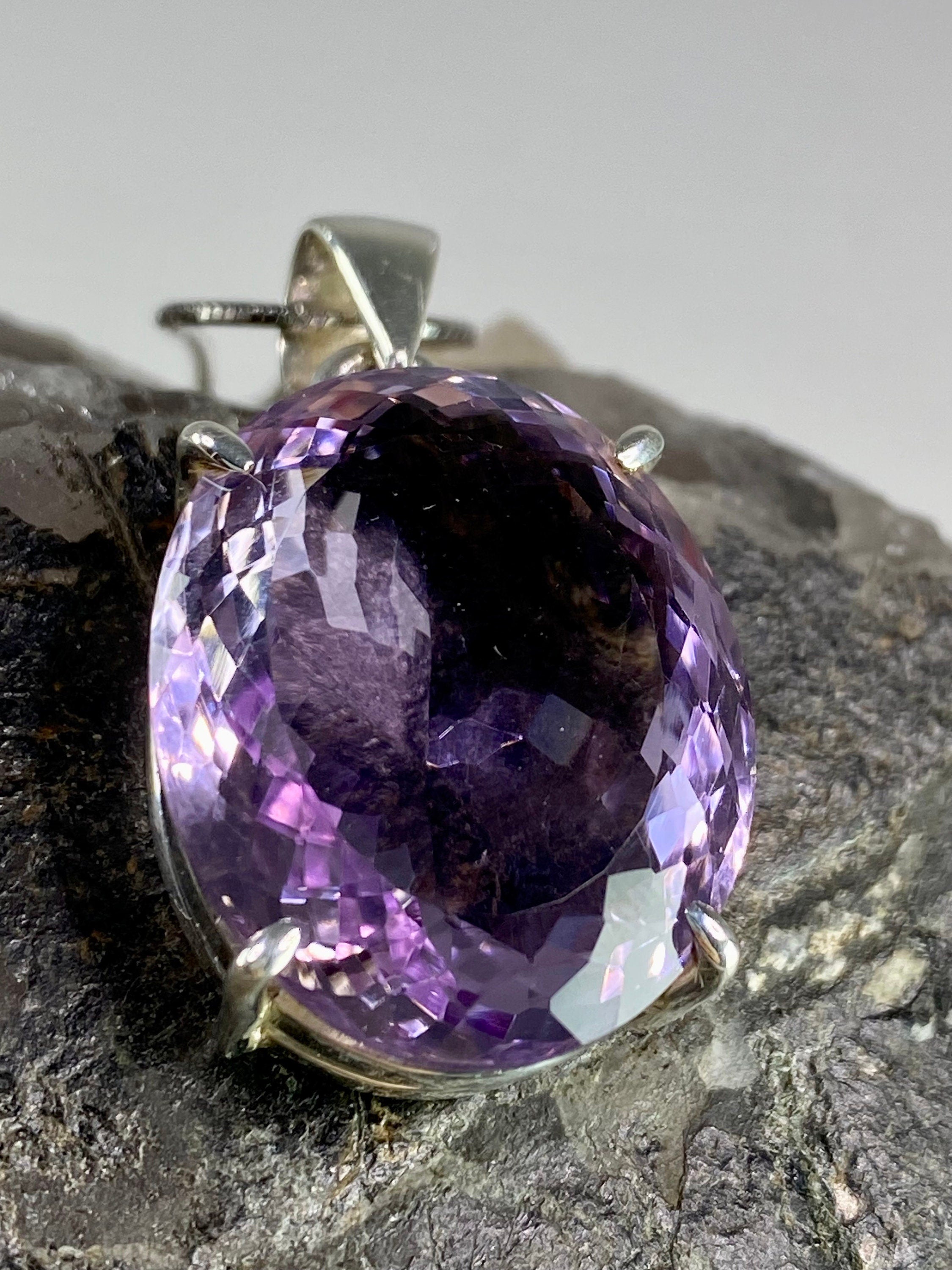 Purple Amethyst and Sterling Silver Pendant (M6)