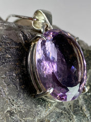 Purple Amethyst and Sterling Silver Pendant (M6)