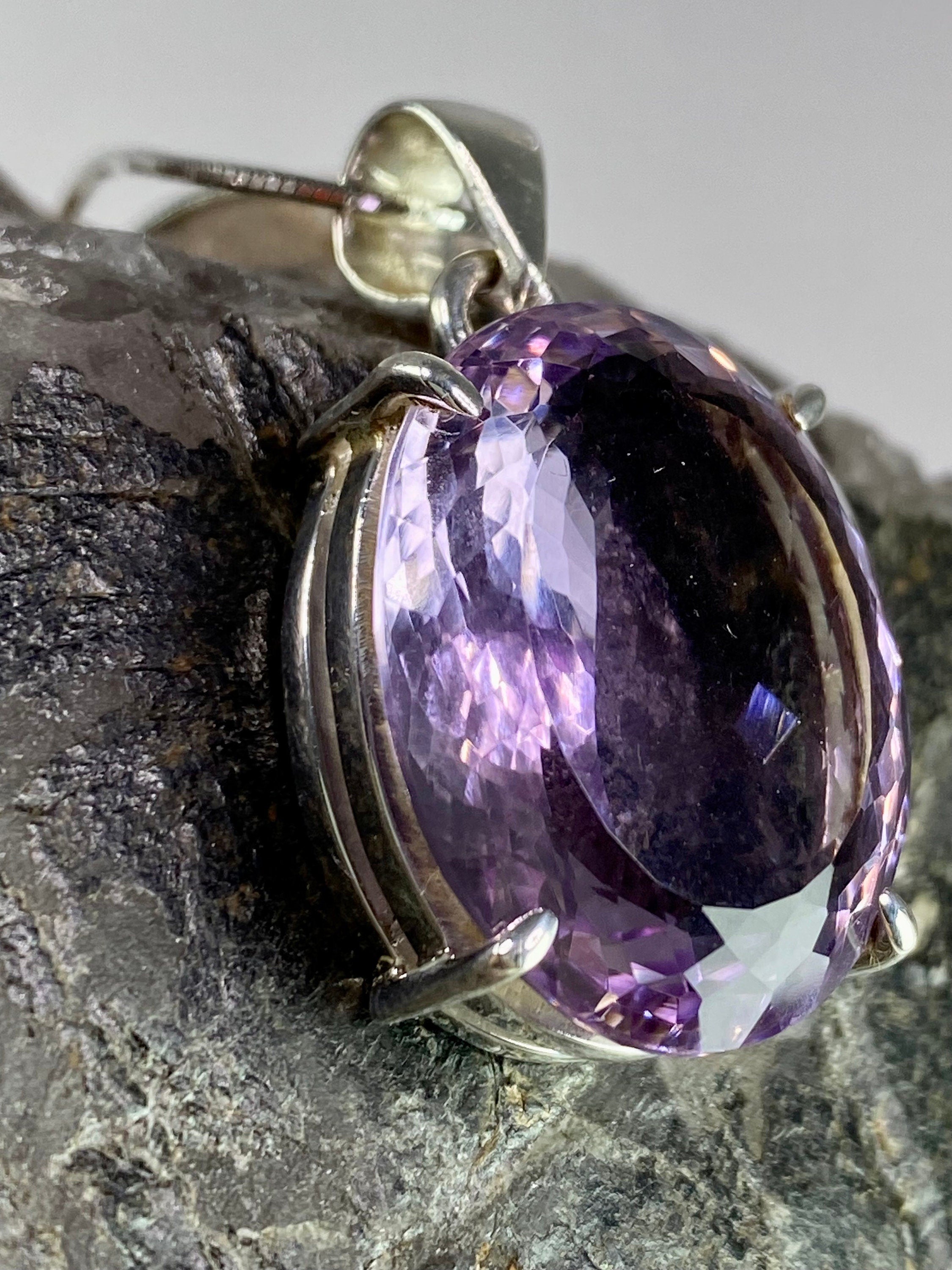 Purple Amethyst and Sterling Silver Pendant (M6)