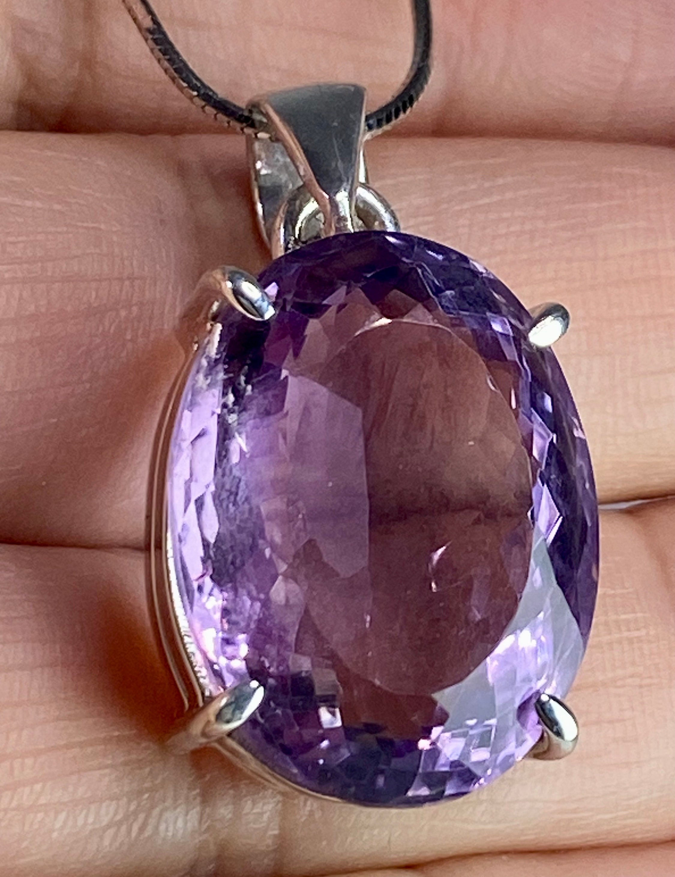 Purple Amethyst and Sterling Silver Pendant (M15)