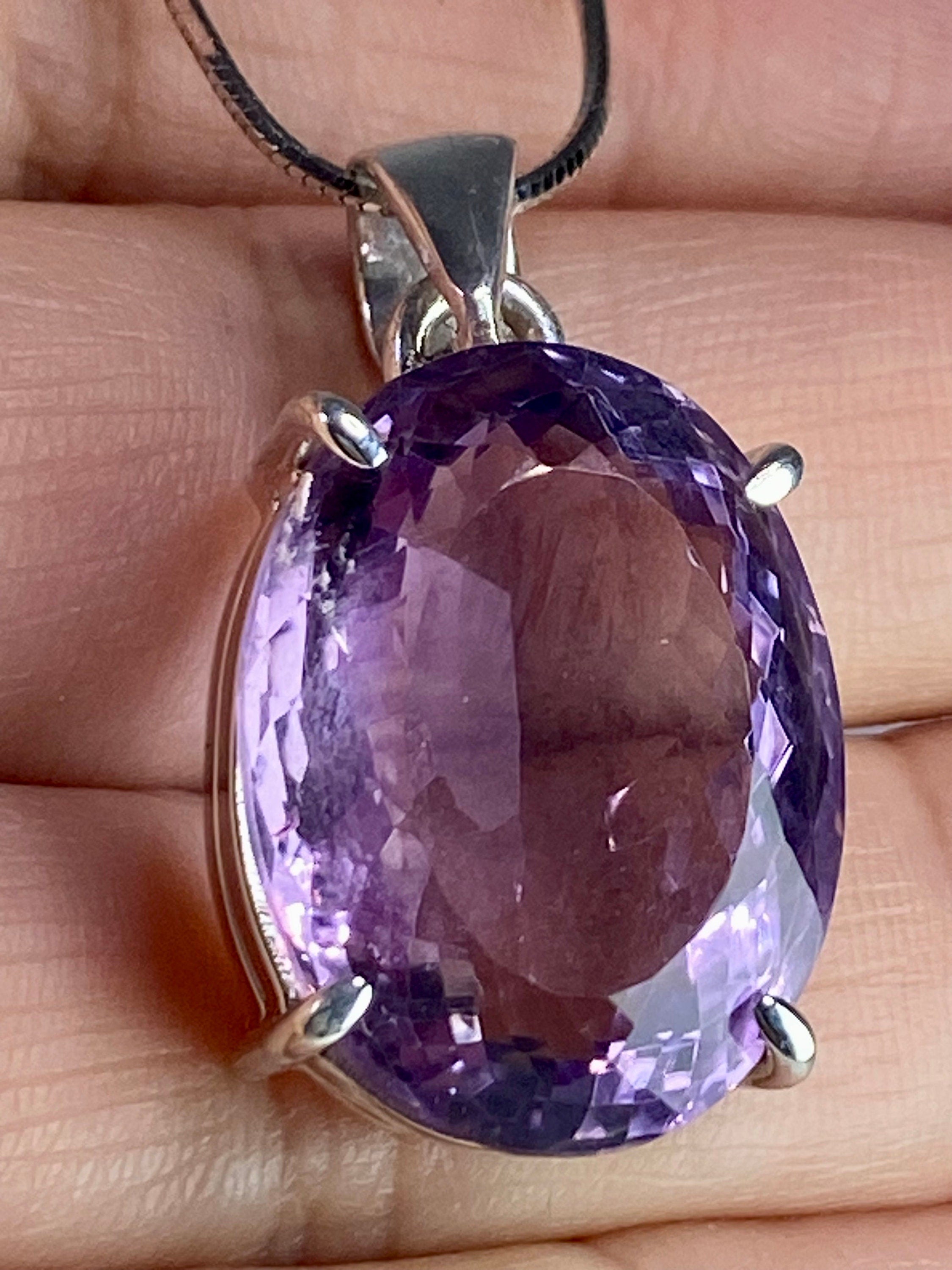 Purple Amethyst and Sterling Silver Pendant (M15)