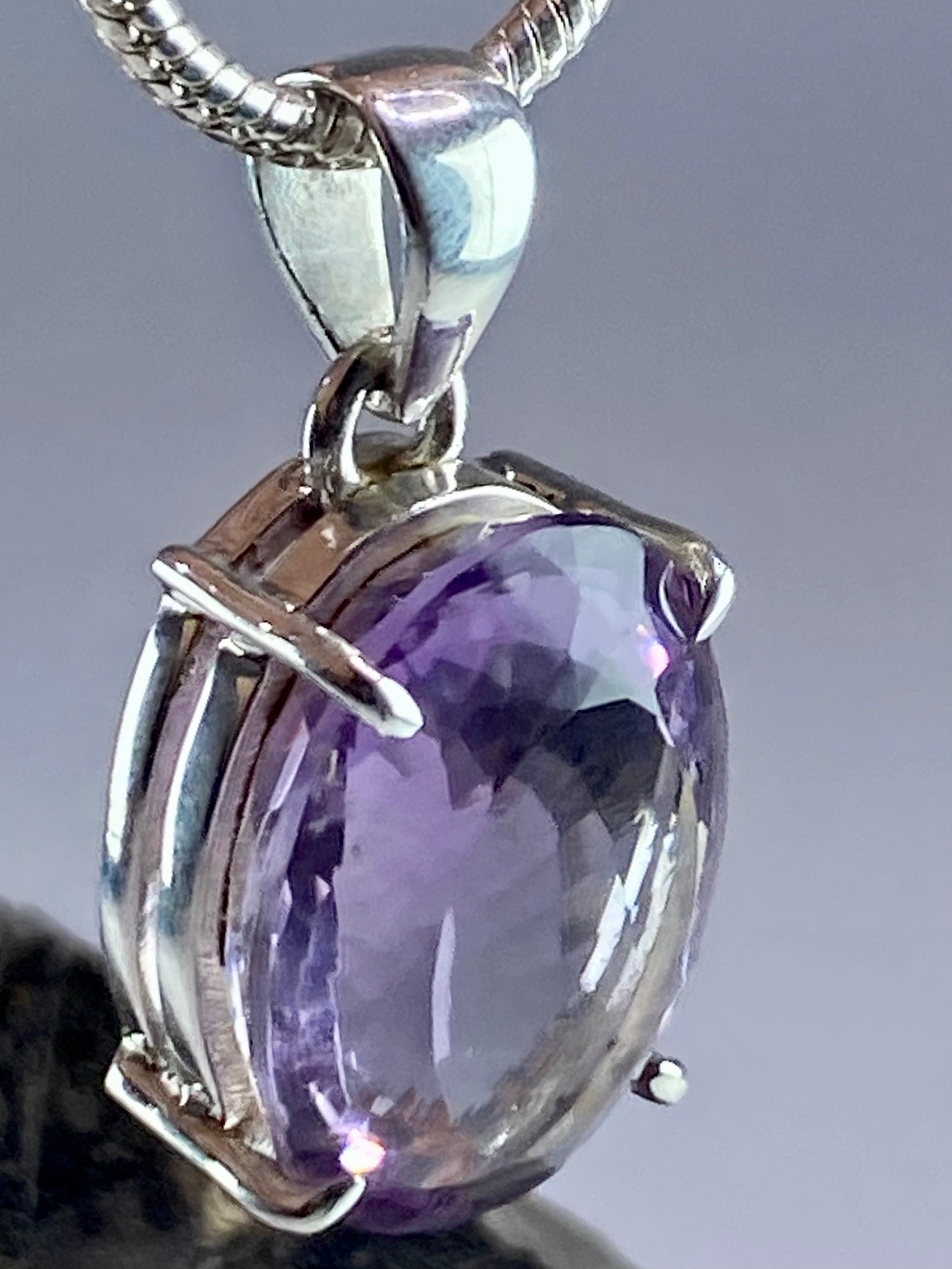 Purple Amethyst and Sterling Silver Pendant (M15)