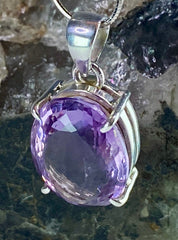 Purple Amethyst and Sterling Silver Pendant (M15)