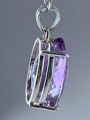 Purple Faceted Amethyst and Sterling Silver Pendant (M10)