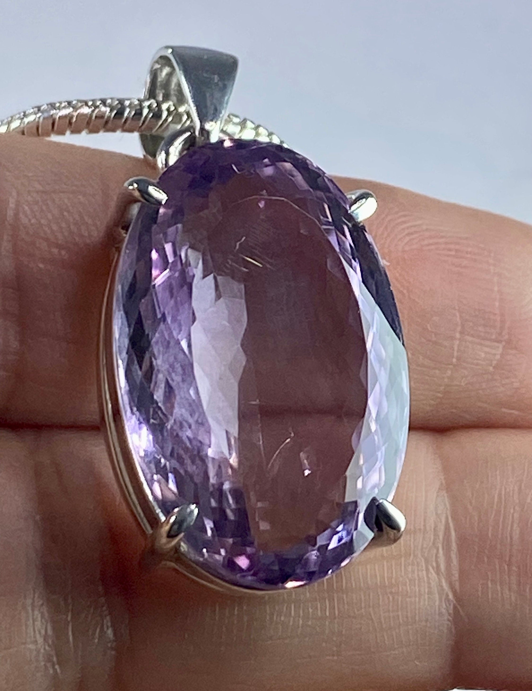 Purple Amethyst and Sterling Silver Pendant (M11)