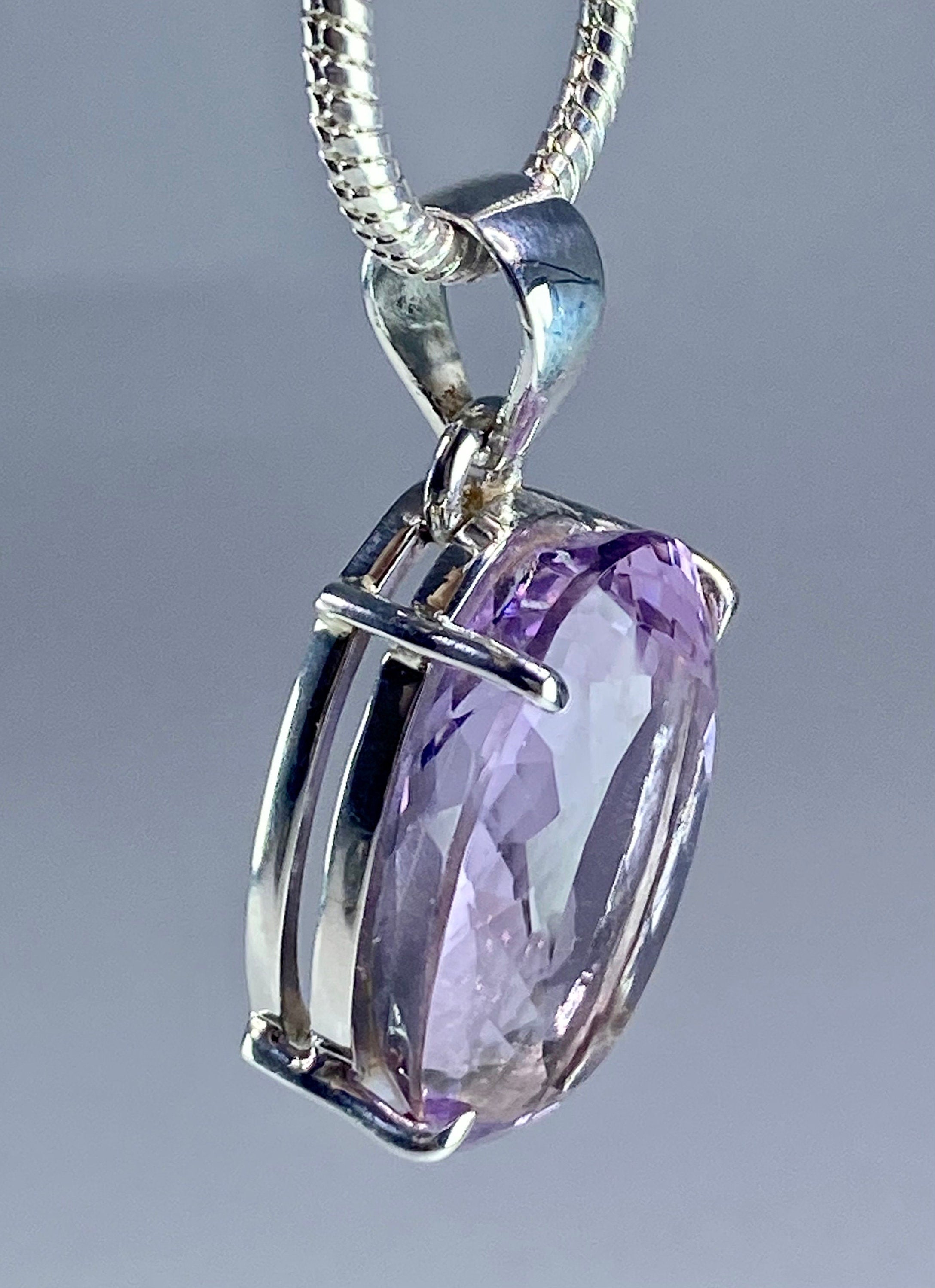 Purple Amethyst and Sterling Silver Pendant (M11)