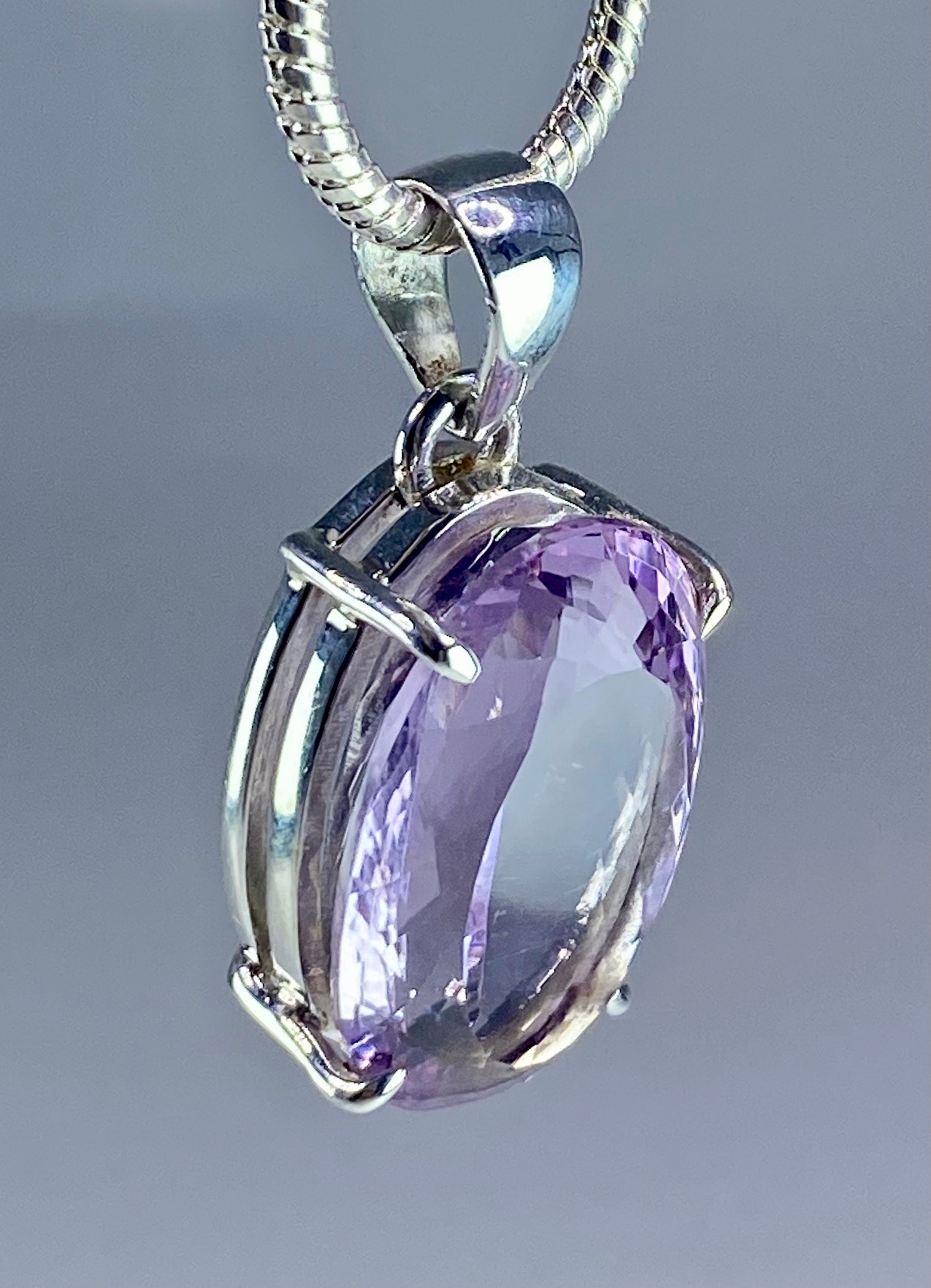 Purple Amethyst and Sterling Silver Pendant (M11)