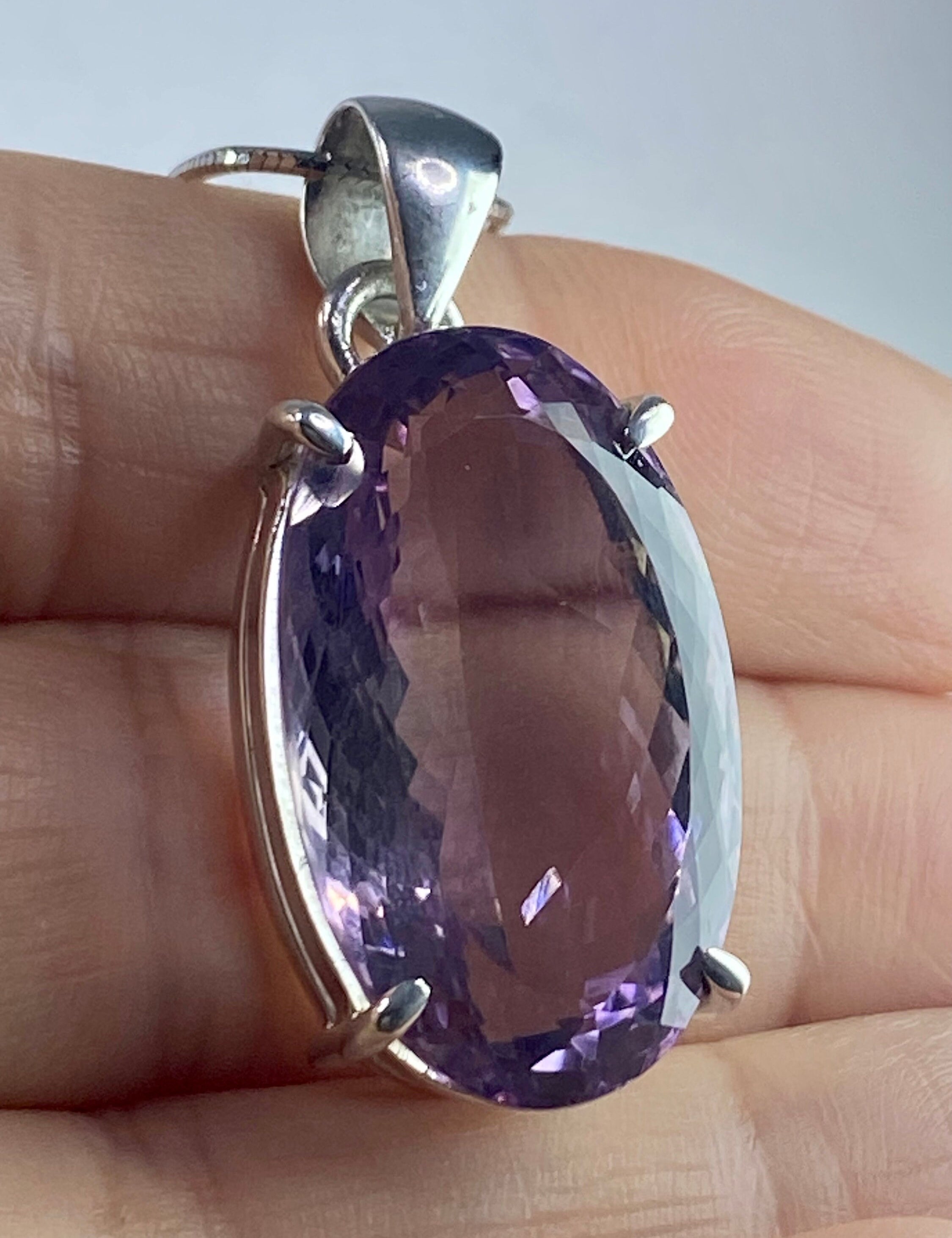 Purple Amethyst and Sterling Silver Pendant (M)